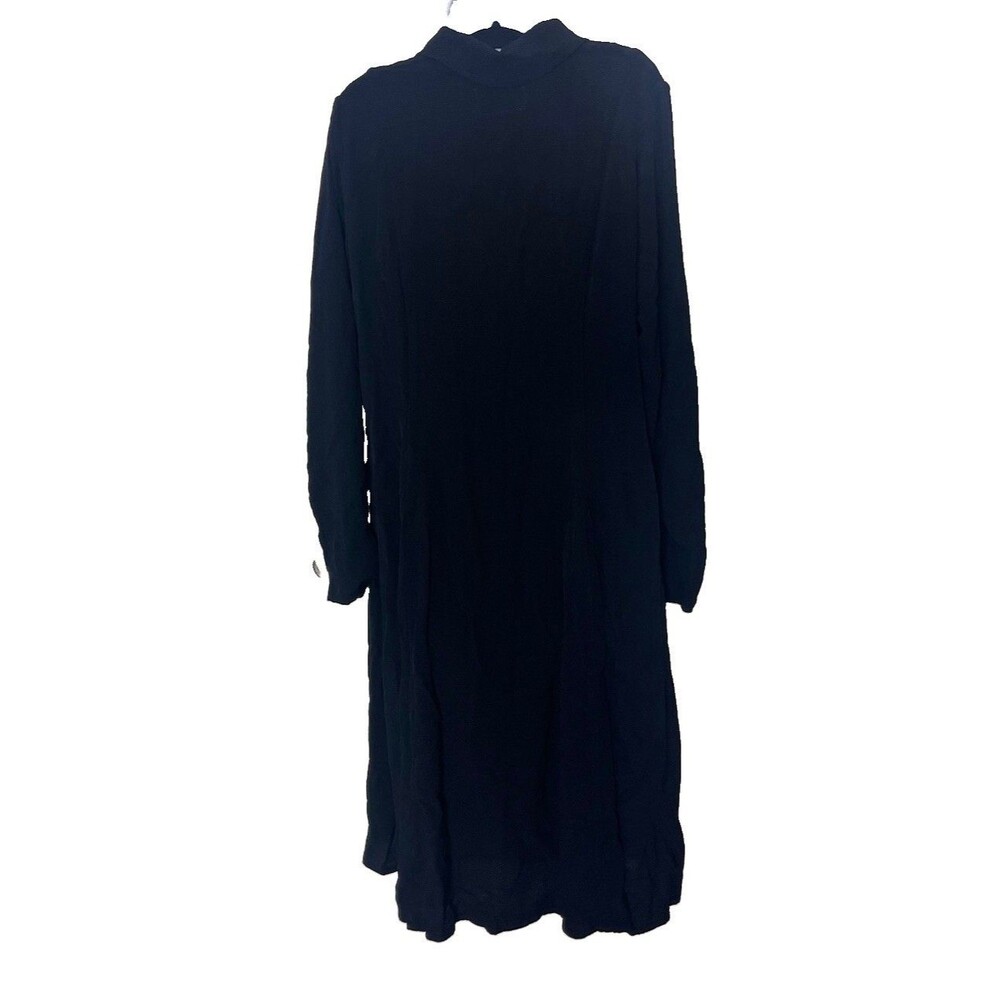 Flax Jeanne Engelhart Size Large Midi Button Front Shirt Dress Black Lagenlook - Picture 5 of 12